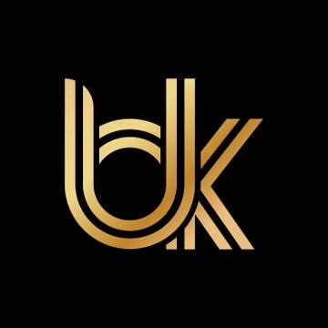 Lowercase letters b and k. Flat bound design in a Golden hue for a logo, bran Stock Illustration