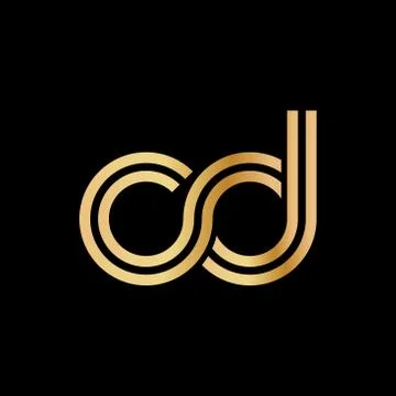 Lowercase letters c and D. Flat bound design in a Golden hue for a logo, bran Stock Illustration