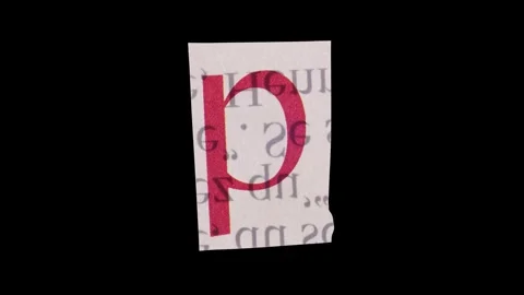Lowercase P Letter in Paper Cut Letter. Ransom Letter style. Magazine Cut O.. Stock Footage 257000795