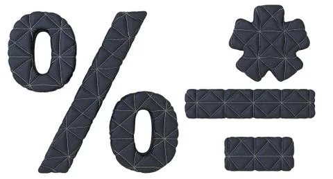 Lowercase stitched font percent, dash and asterisk イラスト素材