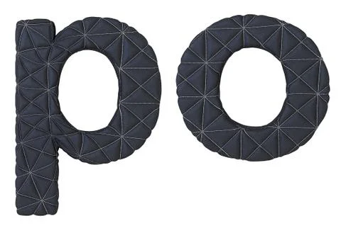 Lowercase stitched leather font p o letters Illustrazione stock