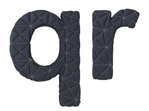 Lowercase stitched leather font q r letters Illustrazione stock
