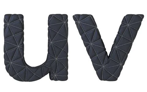 Lowercase stitched leather font u v letters イラスト素材