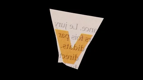 Lowercase V Letter in Paper Cut Letter. Ransom Letter style. Magazine Cut O.. Stock Footage 257000867