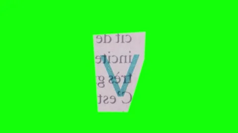 Lowercase V Letter in Paper Cut Letter. Ransom Letter style. Magazine Cut O.. Stock Footage 257001752