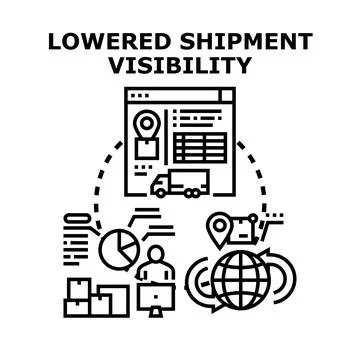 Lowered shipment visibility tracking logistics supply chain Stock Illustration