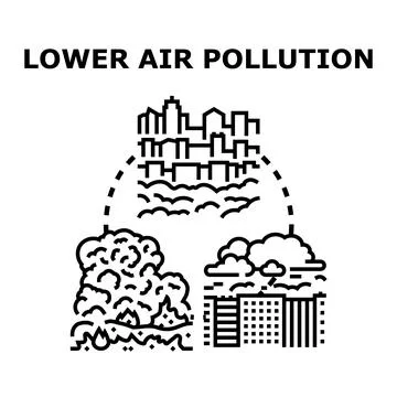 Lowering air pollution concept with city smog and industry emissions Stock Illustration