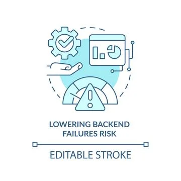 Lowering backend failures risk turquoise concept icon イラスト素材