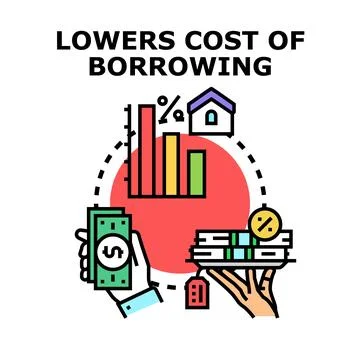 Lowering borrowing cost and reducing interest rates concept Stock Illustration
