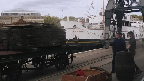 Lowering a Cask onto Dockside Stock Footage 328767405