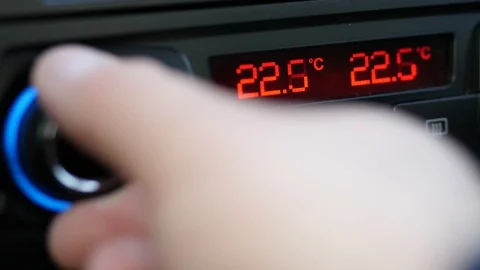 Lowering celsius degrees on car AC Stock Footage 88827861