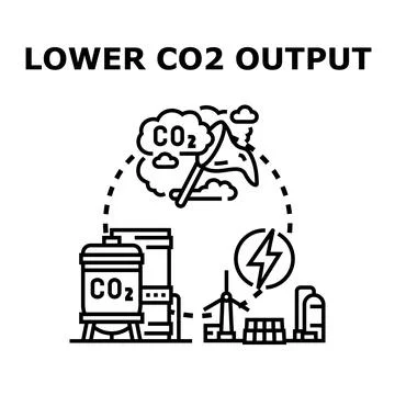 Lowering co2 output with carbon capture technology and clean energy Stock Illustration