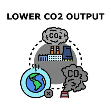 Lowering co2 output reducing global warming Stock Illustration