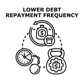 Lowering debt repayment frequency concept extending financial burden Ilustração Stock