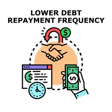 Lowering debt repayment frequency with financial management Stock Illustration