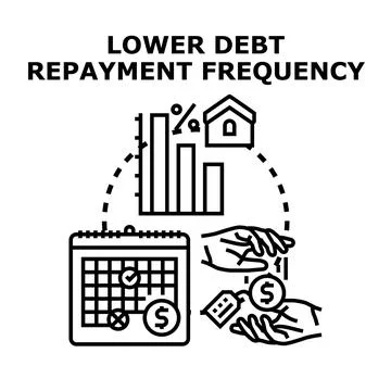 Lowering debt repayment frequency for financial planning and relief Stock Illustration
