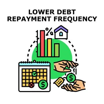 Lowering debt repayment frequency for financial planning and relief Stock Illustration