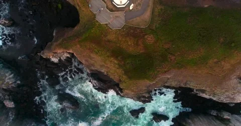 Lowering down into the breaking waves (Newport, OR) Stock Footage 67647456