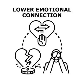 Lowering emotional connection reducing relationship stress and loss Stock Illustration
