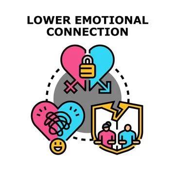 Lowering emotional connection, relationship problems, and breaking up Stock Illustration