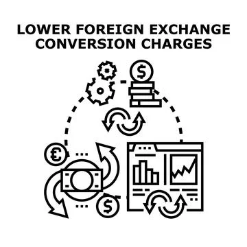 Lowering foreign exchange conversion charges concept vector Stock Illustration