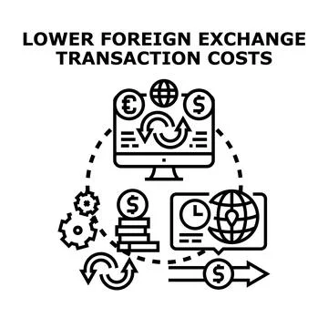 Lowering foreign exchange transaction costs concept Stock Illustration