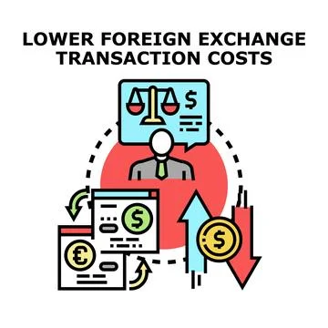 Lowering foreign exchange transaction costs and currency exchange fees Stock Illustration