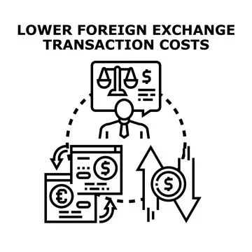 Lowering foreign exchange transaction costs and currency exchange fees Stock Illustration