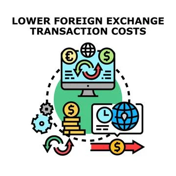 Lowering foreign exchange transaction costs concept Stock Illustration