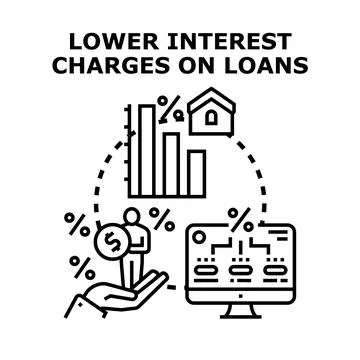 Lowering interest charges on loans concept vector イラスト素材