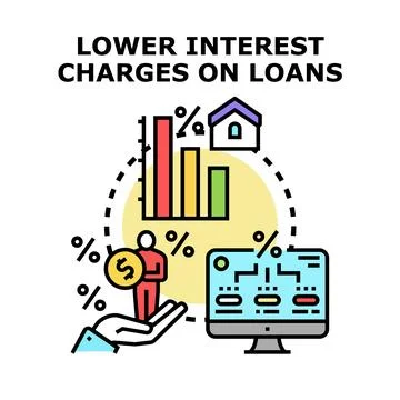 Lowering interest charges on loans concept vector Stock Illustration