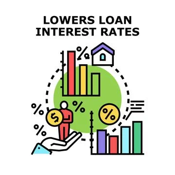 Lowering loan interest rates reducing financial burden Stock Illustration