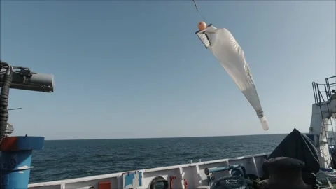 Lowering plankton net. Juday net. Stock Footage 150506723