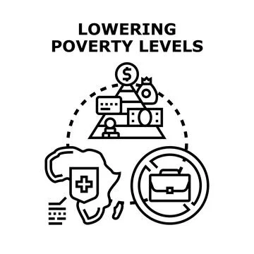 Lowering poverty levels concept icon designing solution Stock Illustration