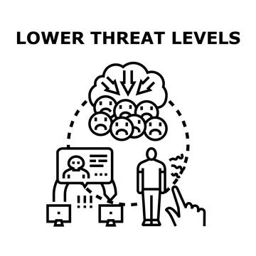 Lowering security threat levels detecting cyber risk Stock Illustration