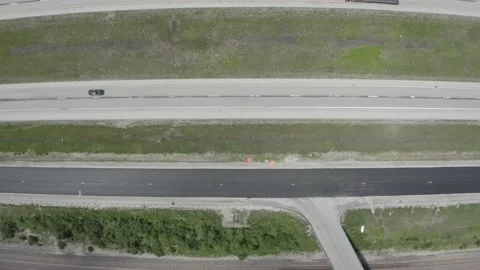 Lowering Shot of Route 66 Next to Interstate 55 Stock Footage 134345327