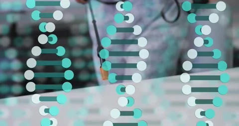 Lowering tech, labcoat, stethoscope, probe tip dripping on lab table to test Stock Footage 334311774