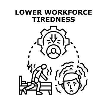 Lowering workforce tiredness and preventing burnout syndrome Stock Illustration