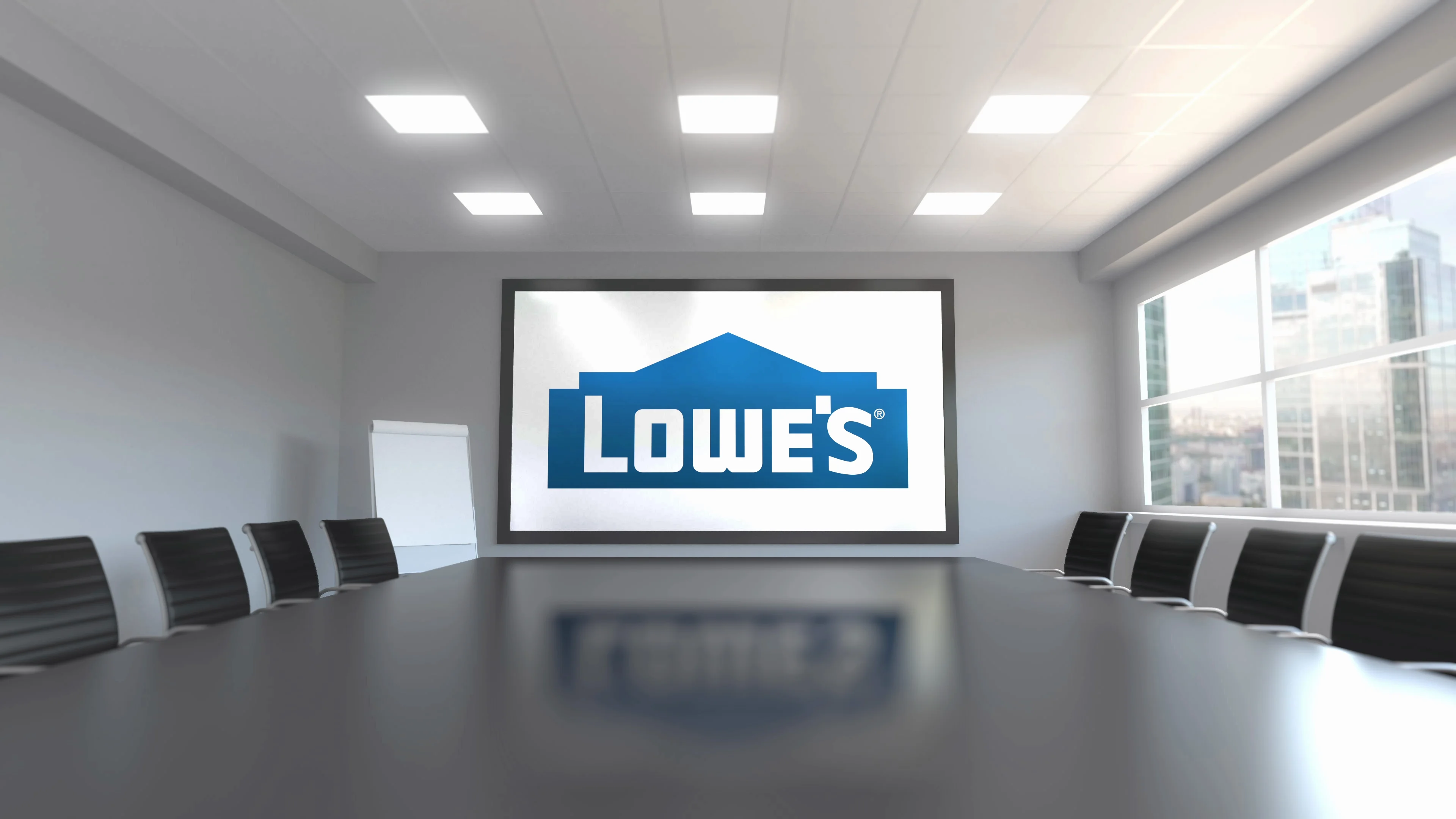 Lowe S Logo On The Screen In A Meeting R Stock Video Pond5