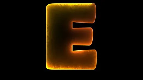 Lowing looping letter E alphabet neon effect, black background Stock Illustration