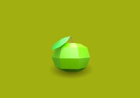 Lowpoly 3d apple. Graphic design rendered illustration Иллюстрация