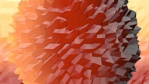 A lowpoly 3d illustration of a yellow, red and brown ball with spiky crystall Stock Illustration