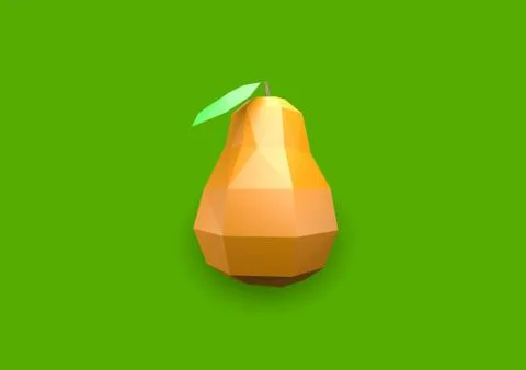 Lowpoly 3d pear. Graphic design rendered illustration Stock Illustration