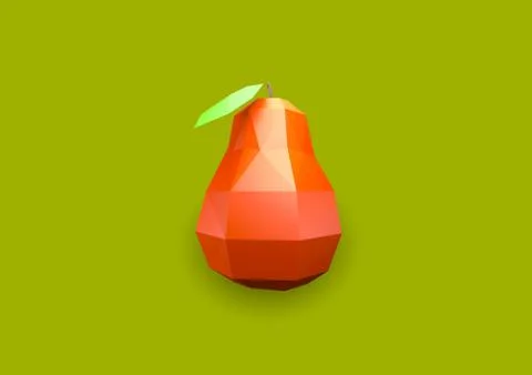 Lowpoly 3d pear. Graphic design rendered illustration Иллюстрация