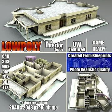 Lowpoly Building MDRN02 3D Model
