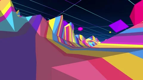 LOWPOLY COLOR PARTY TERRAIN LOOP 4K Video stock 196672526