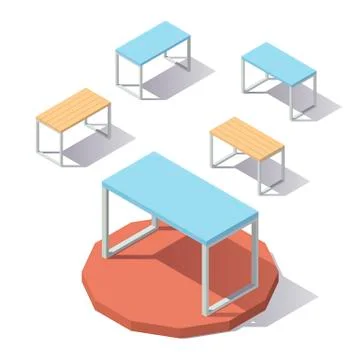 Lowpoly isometric Office Table Stock Illustration