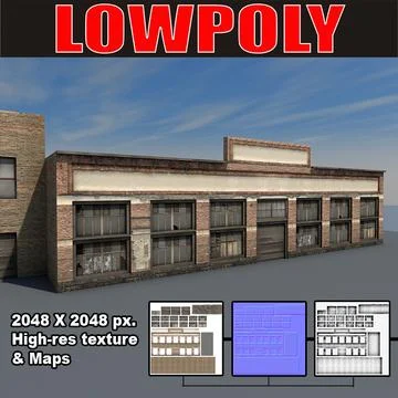 Lowpoly Old Factory 3D Model