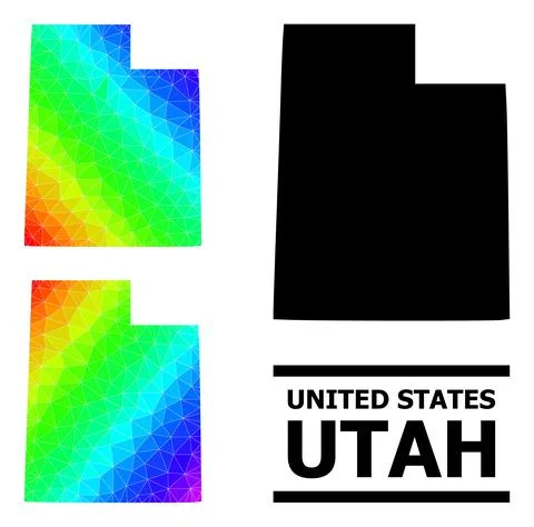 Lowpoly Rainbow Map of Utah State with Diagonal Gradient Illustrazione stock