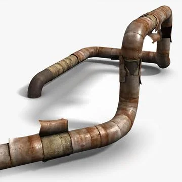 Lowpoly Rusty Isolated Pipe Sections 3D Model